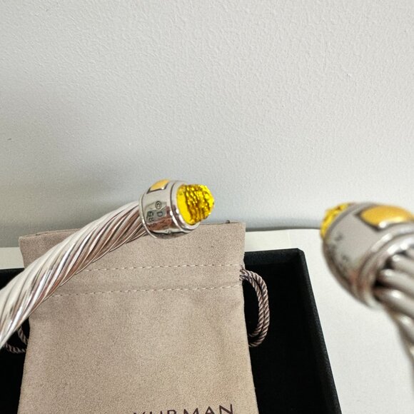 David Yurman sterling silver 7mm Cable Citrine Bracelet with 14K Gold - Picture 5 of 6